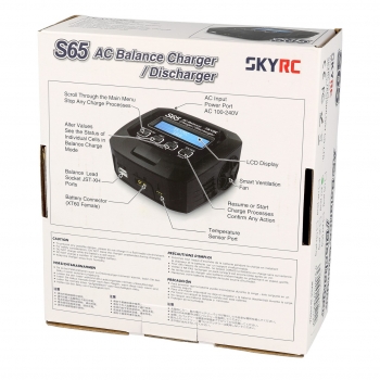 SkyRC S65 AC Ladegerät LiPo 2-4s 6A 65W Entladen 2A 10W