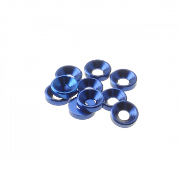 Hiro Seiko 3mm Alloy Countersunk Washer [YOKOMO-Blue] Senkkopfscheibe Aluminium - blau - 10 Stk.