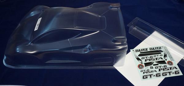 BLITZ GT 1/8 - 1:8 GT6 PISTA Karosserie inkl. Heckspoiler (1,0mm) - klar, unlackiert -